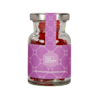 Fruchtgummi Glühwein Herzen im Glas, farbig bedruckt, neutrales Muster