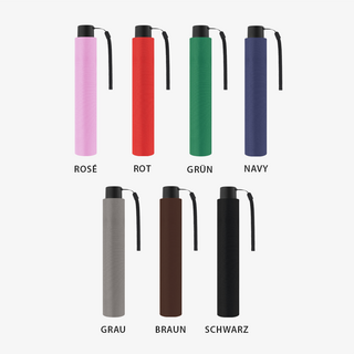 Super-Slim-Mini-Taschenschirme in vielen Farben mit farblich passender Hülle