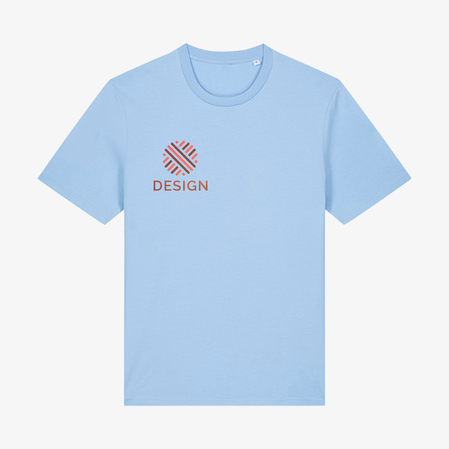 Herren-TShirt Organic von Stanley/Stella in Blue farbig auf der Brust bedruckt
