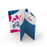 Geburtstagskarte, gefalzt auf DIN A7, vertikaler Doppelparallelfalz, 8-seitig
