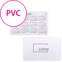 Minikalender aus PVC 4/4 farbig bedruckt auf silbernem Hintergrund