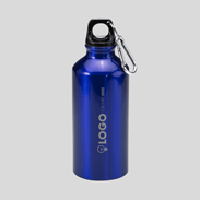 Aluminiumflasche mit Karabinerhaken 400 ml blau Lasergravur