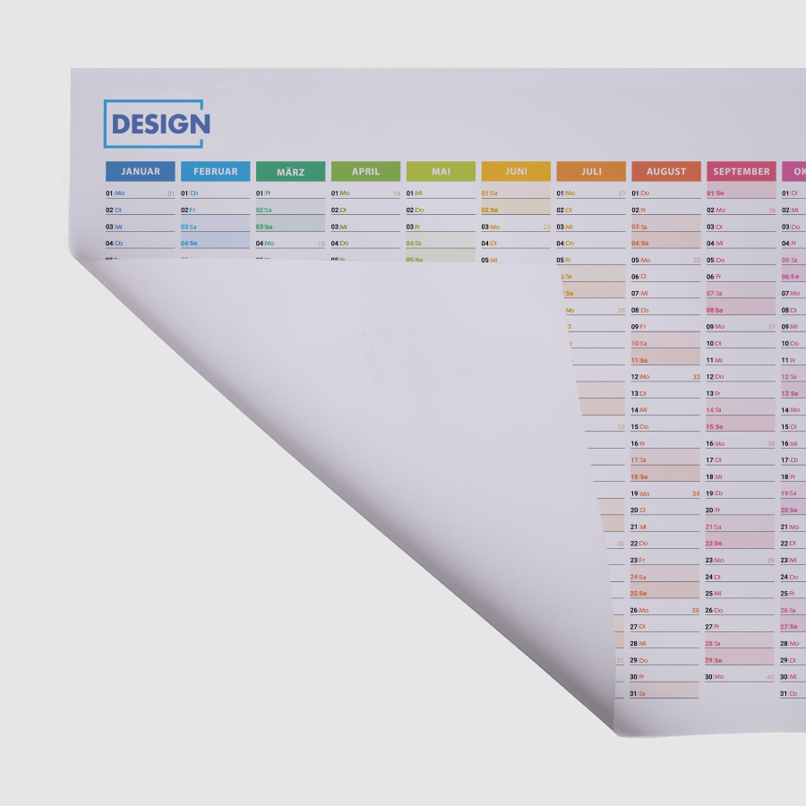 Detailansicht DIN-A4-Arbeitskalender mit individuellem Druck auf der Vorderseite