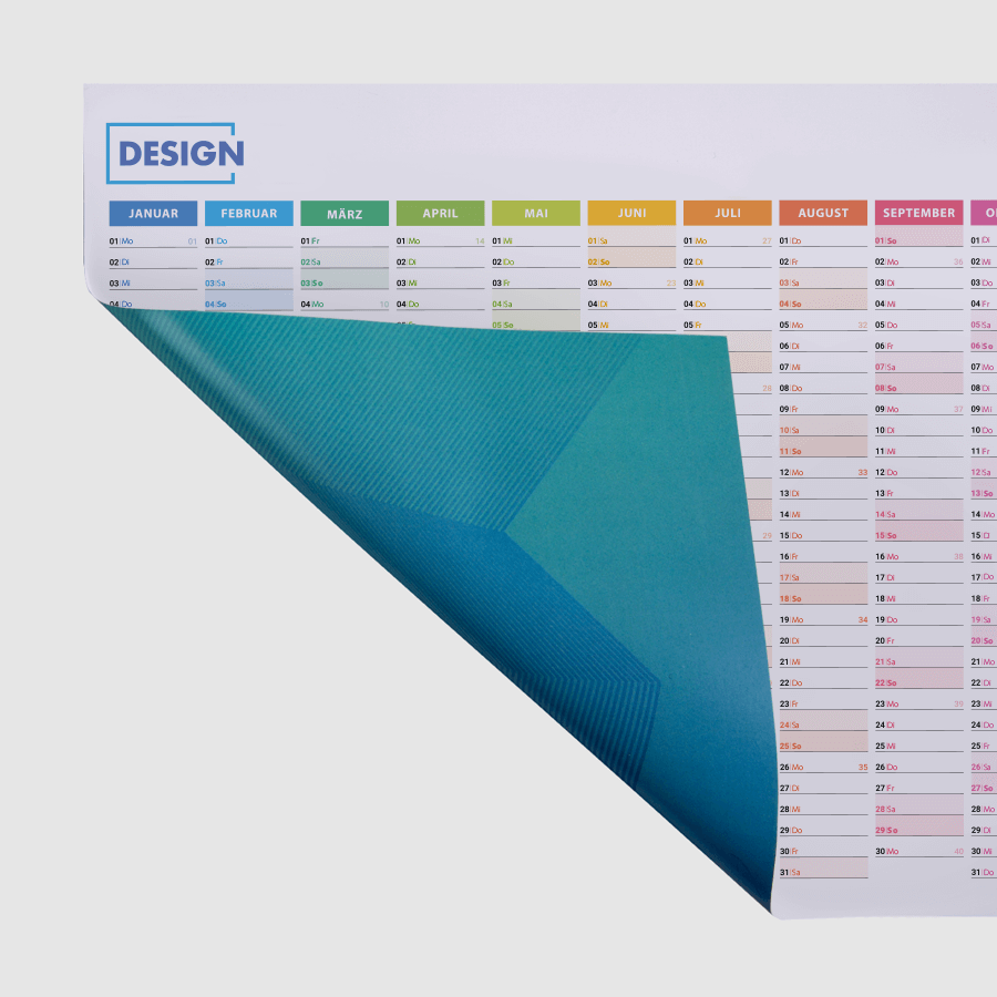 Detailansicht DIN-A4-Arbeitskalender mit 4/4-farbigem Druck nach Wunsch