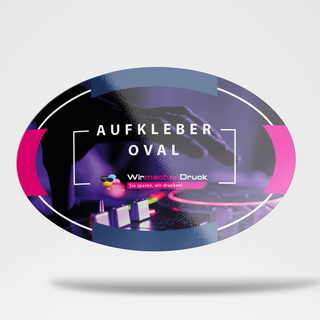 Ovaler Aufkleber einseitig bedruckt mit personalisiertem Motiv