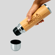 Bambus Isolierflasche 420 ml Lasergravur Anwendungsbeispiel