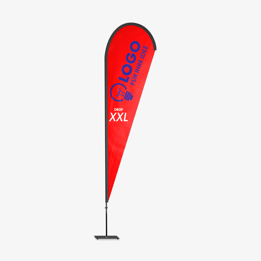 Dropflag Beachflag oder Snowflag in XXL mit unbedrucktem schwarzen Mastkanal