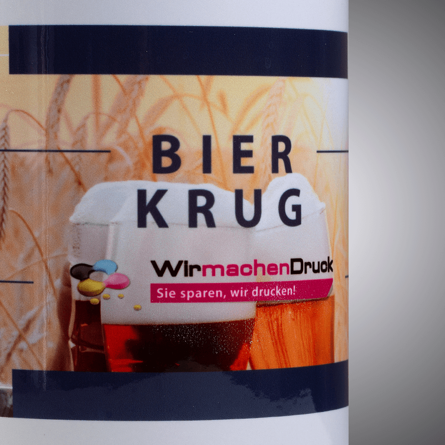 Detailaufnahme Bierkrug CLASSIC mit individuellem Druck 