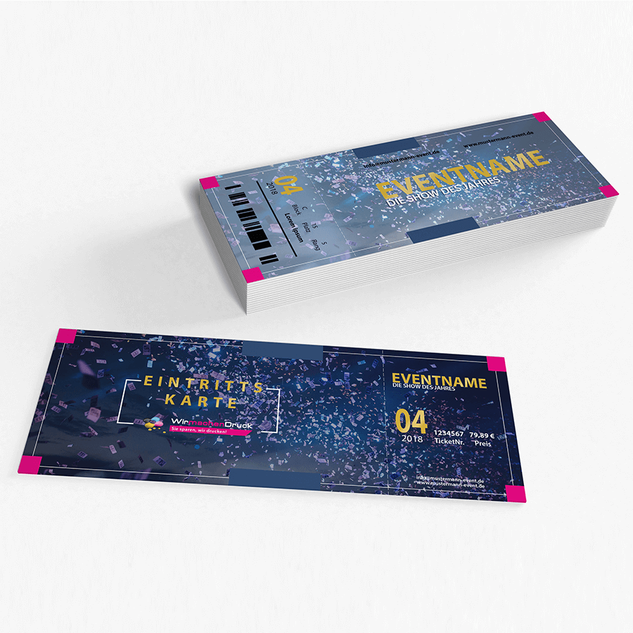 indduell gedruckte Eintrittskarten mit Sonderfarbe Gold