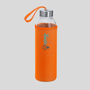 Glasflasche mit farbiger Hülle orange 500 ml Tampondruck