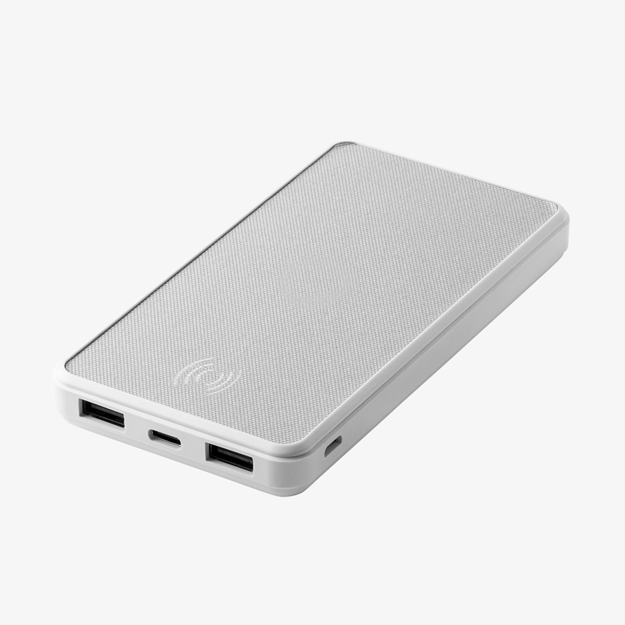 Induktive Powerbank aus Recycling-ABS mit 8.000 mAh