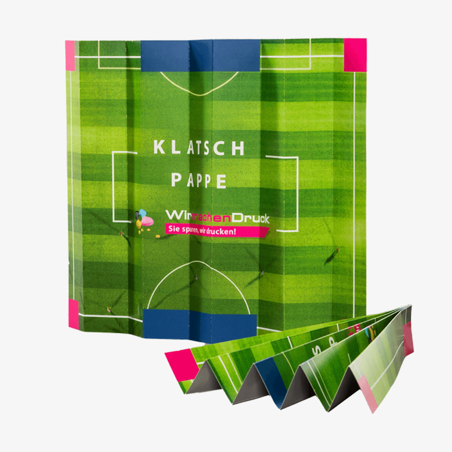 Vollfarbig und beidseitig bedruckte Klatschpappe mit Fußballdesign