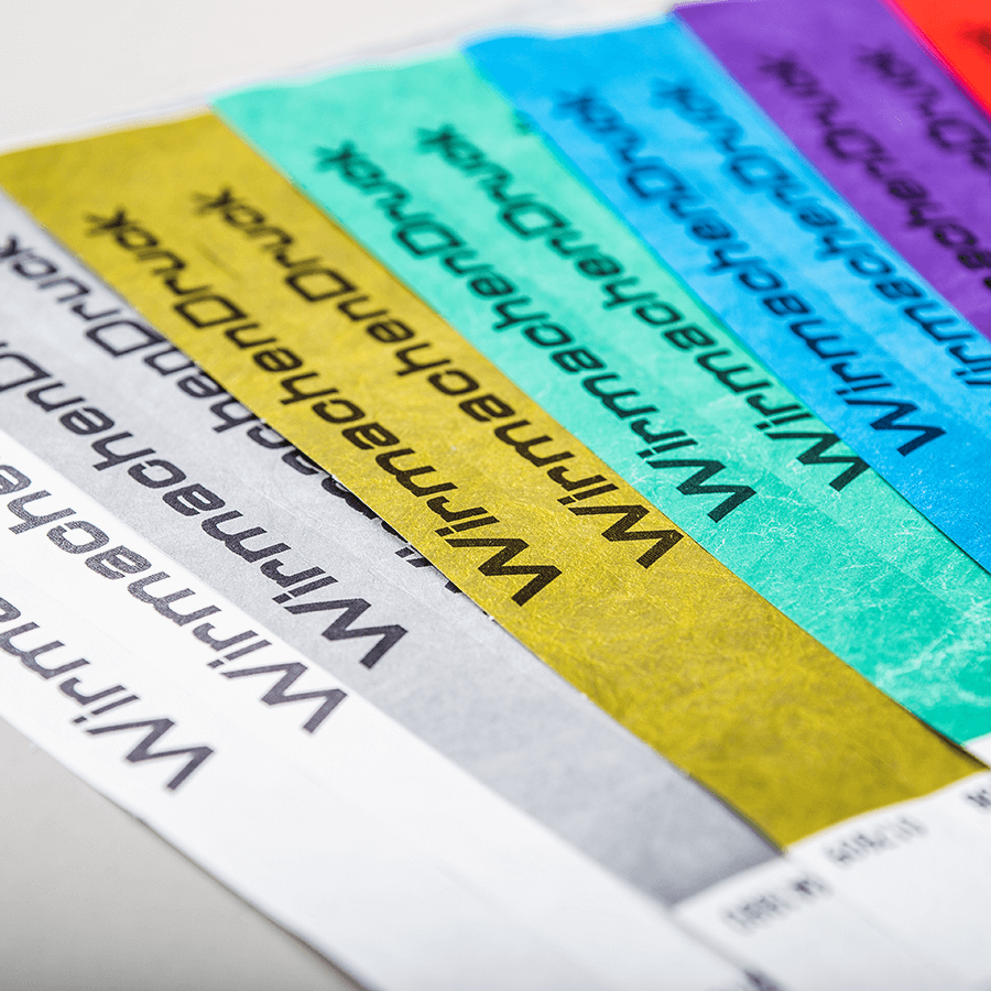 Bedruckte Tyvek-Kontrollbänder in verschiedenen Farben