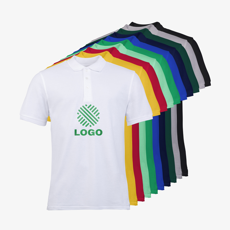 Poloshirts Herren Digitaldruck Premium Fruit of the Loom Sortiment mittig bedruckt