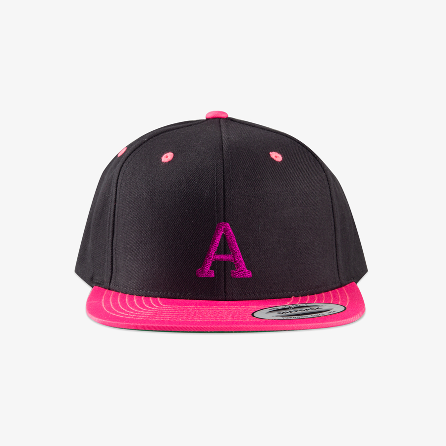 Premium Snapback 2-Tone Cap mit 3D-Stick und pinken Elementen