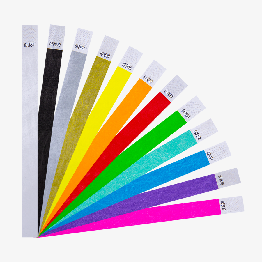 Unbedruckte Tyvek-Einlassbänder (einfarbig) in vielen verschiedenen Farben