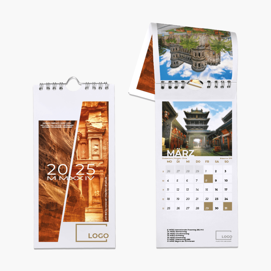 Wandkalender Monatskalender DIN lang beidseitig bedruckt mit Cover