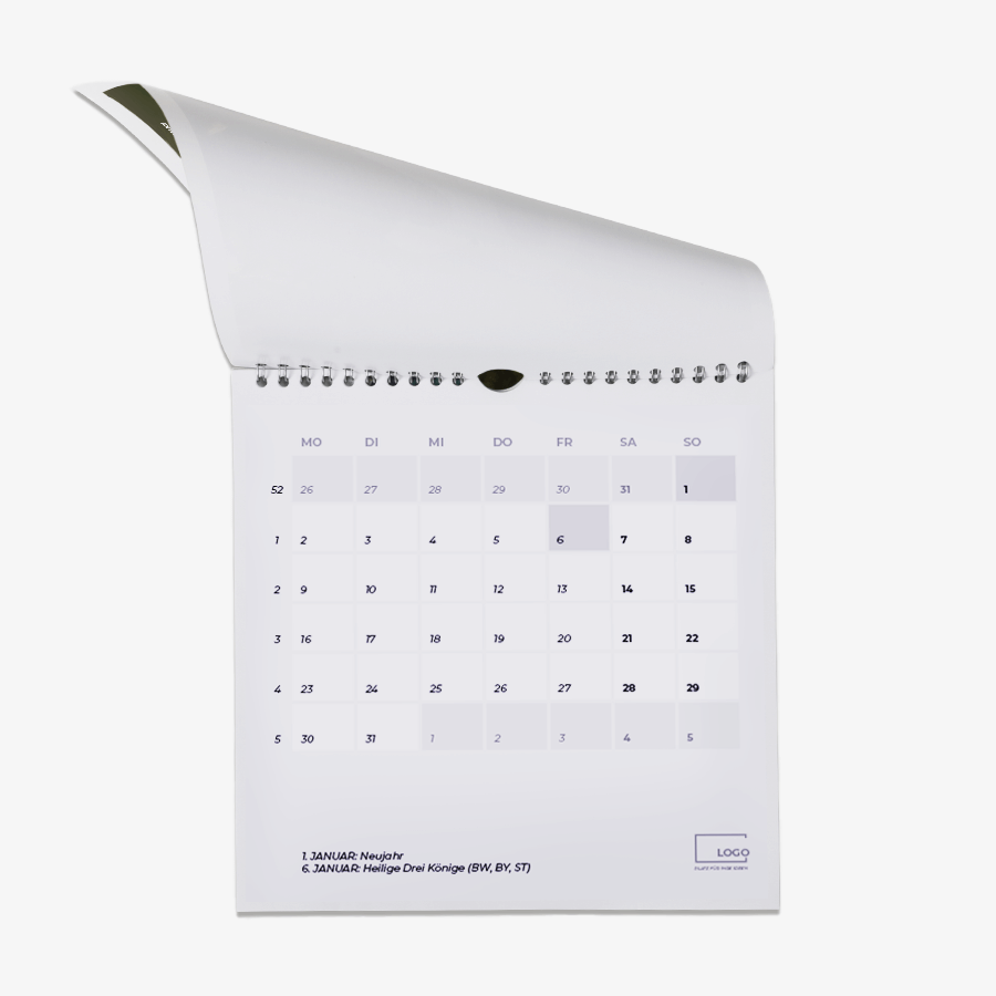 Wandkalender quadratisch einseitig bedruckt