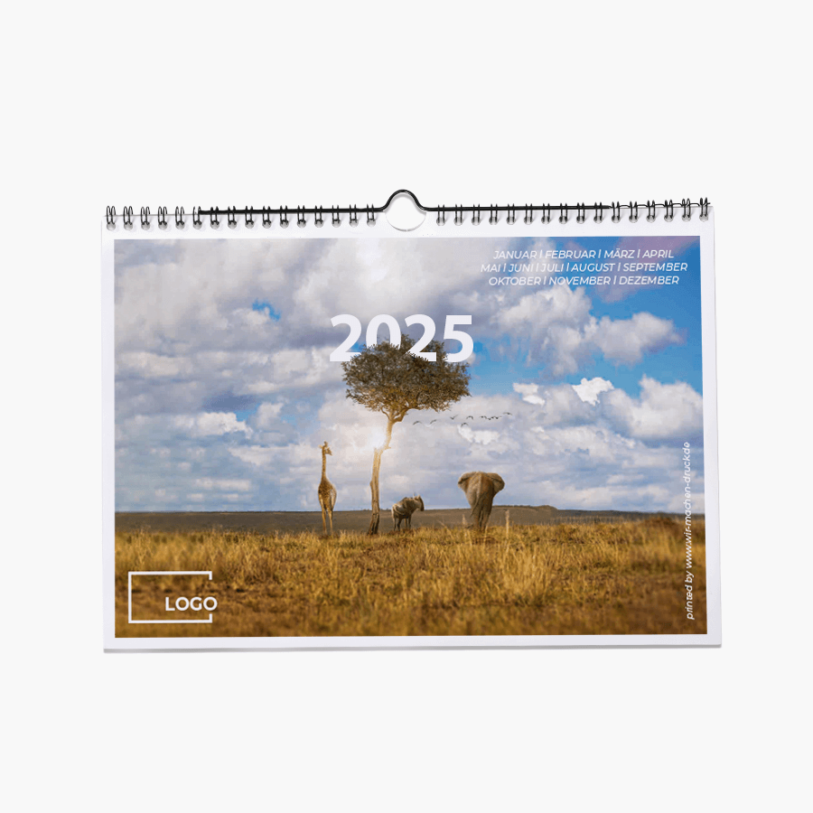 Wandkalender im Querformat im Design Wildlife