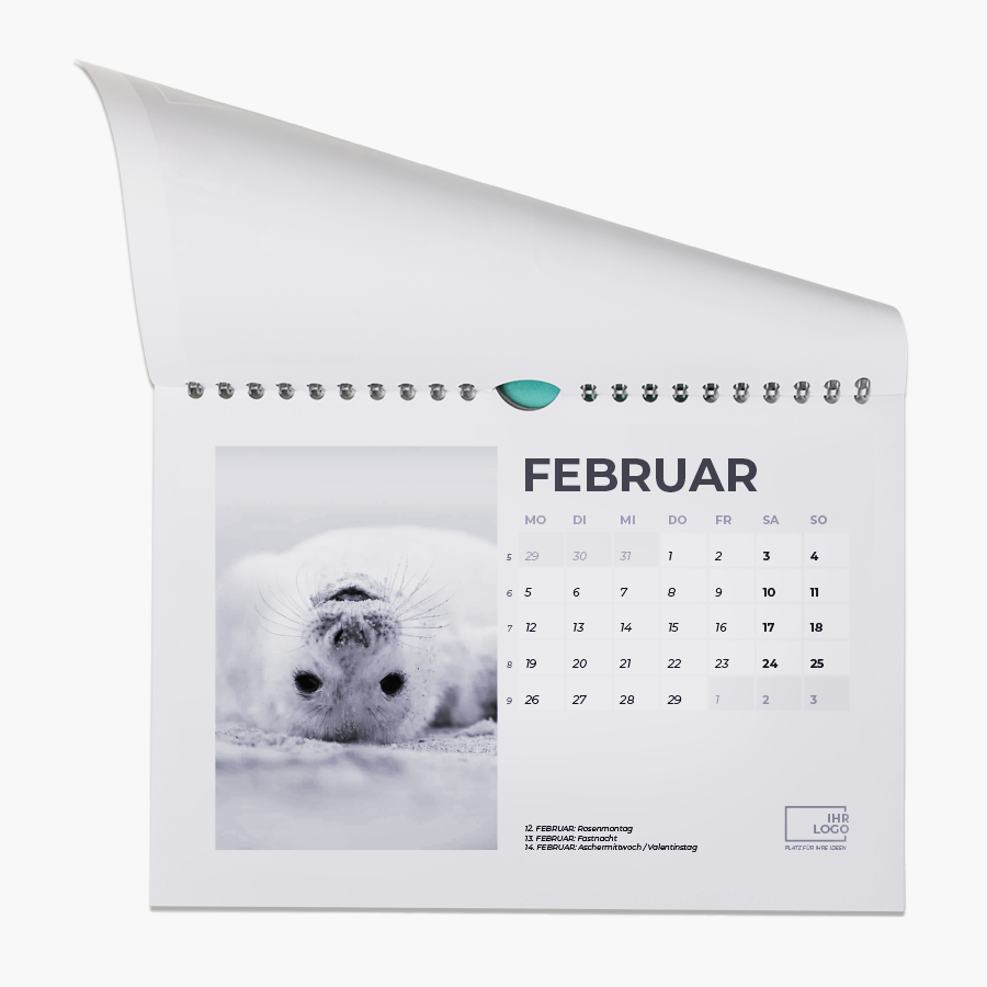 Wandkalender DIN A4 quer Innenansicht