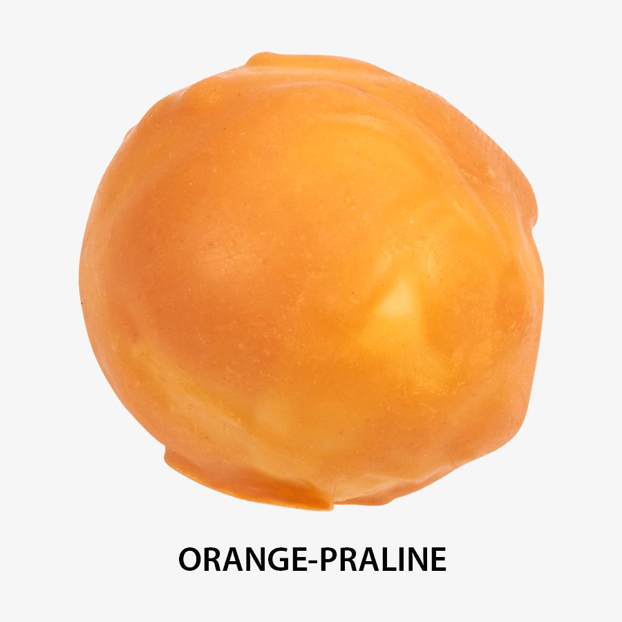 Detailansicht köstliche Orange-Praline, alkoholfrei